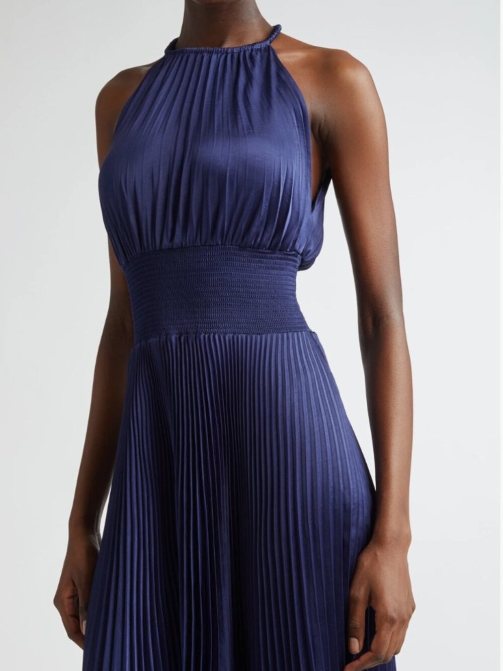 A.L.C. Renzo ll Satin Pleated High-Neck Midi Dress - Picture 5 of 7